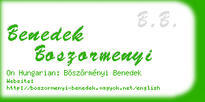 benedek boszormenyi business card
